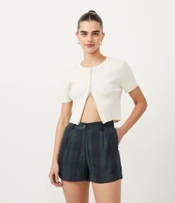 Blusa em Tricô com Zíper Duplo Frontal
