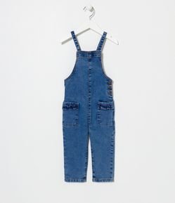Jardineira Infantil em Jeans com Frufru nos Bolsos - Tam 1 a 5 anos