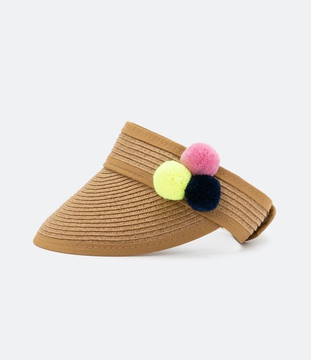 Visera Infantil en Paja con Pompones Marrón 2