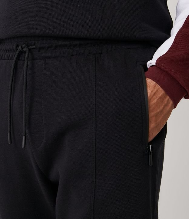 Pantalón en Algodón con Bolsillos y Costuras Verticales Negro 4