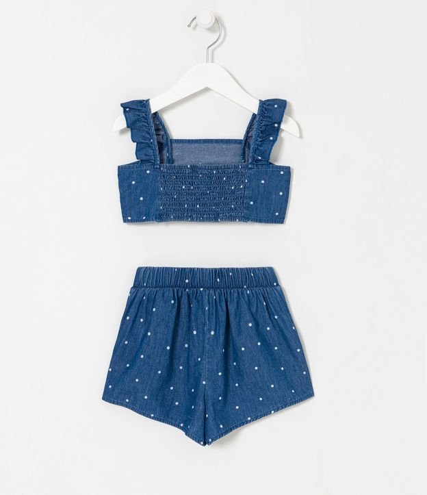 Conjunto Infantil en Jeans con Estampado de Lunares - Talle 1 a 5 años Azul 2