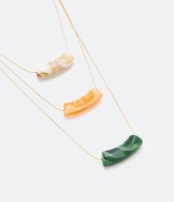 Colar Camadas em Metal Corrente Rabo de Rato com Pingentes em Acrílico