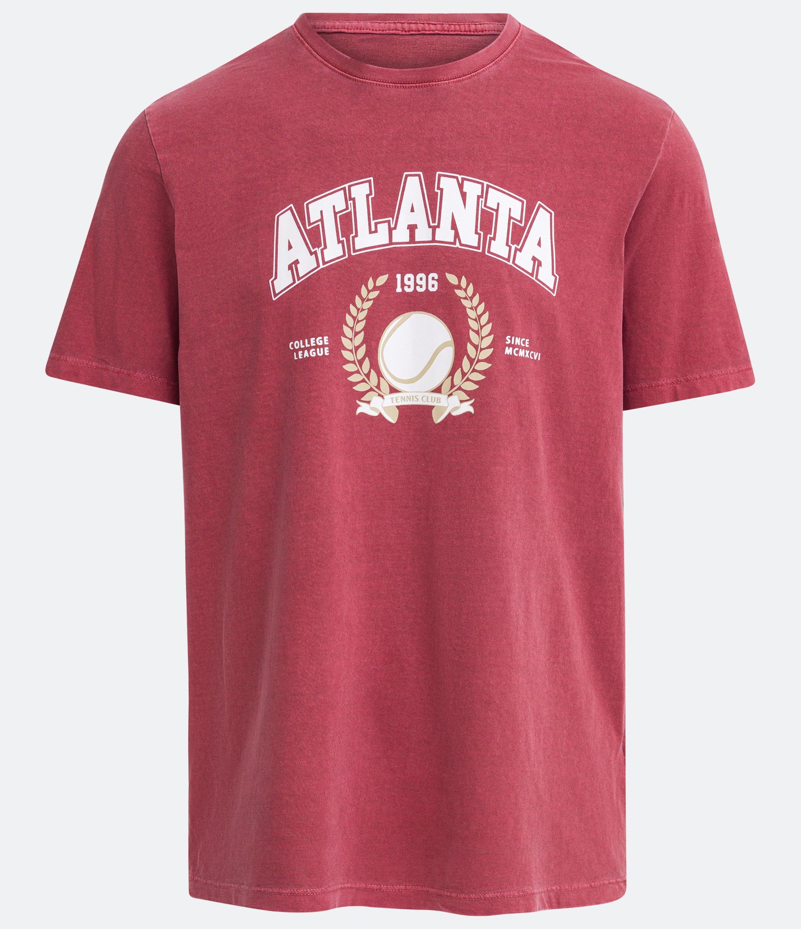 Camiseta em Meia Malha Manga Curta com Lettering Atlanta Vermelho 5