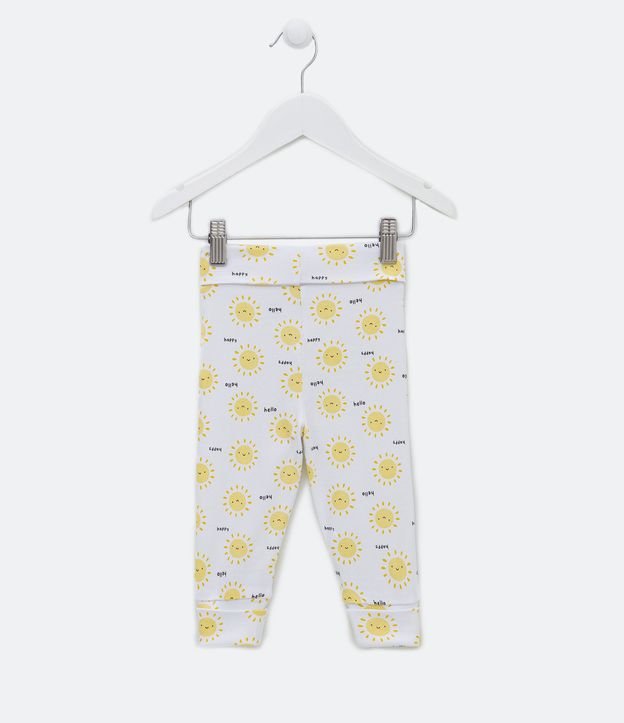 Pantalón Infantil con Estampado de Sol - Talle RN a 12 meses Blanco 2