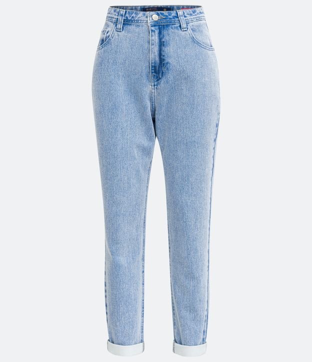Calça Mom Jeans com Cintura Alta Azul Claro 6
