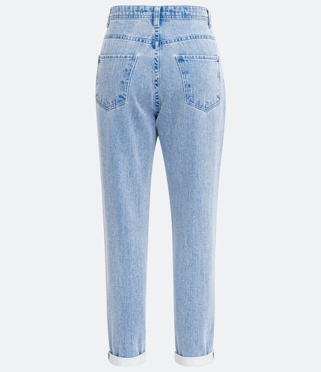 Calça Mom Jeans com Cintura Alta Azul Claro 7