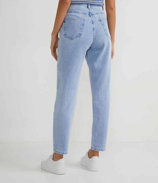 Calça Mom Jeans com Cintura Alta Azul Claro 3