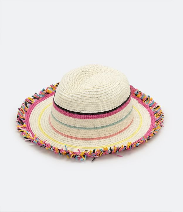 Sombrero de Paja Infantil con Flecos de Colores Beige 1