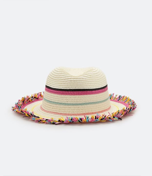 Sombrero de Paja Infantil con Flecos de Colores Beige 2