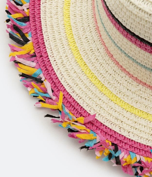 Sombrero de Paja Infantil con Flecos de Colores Beige 3