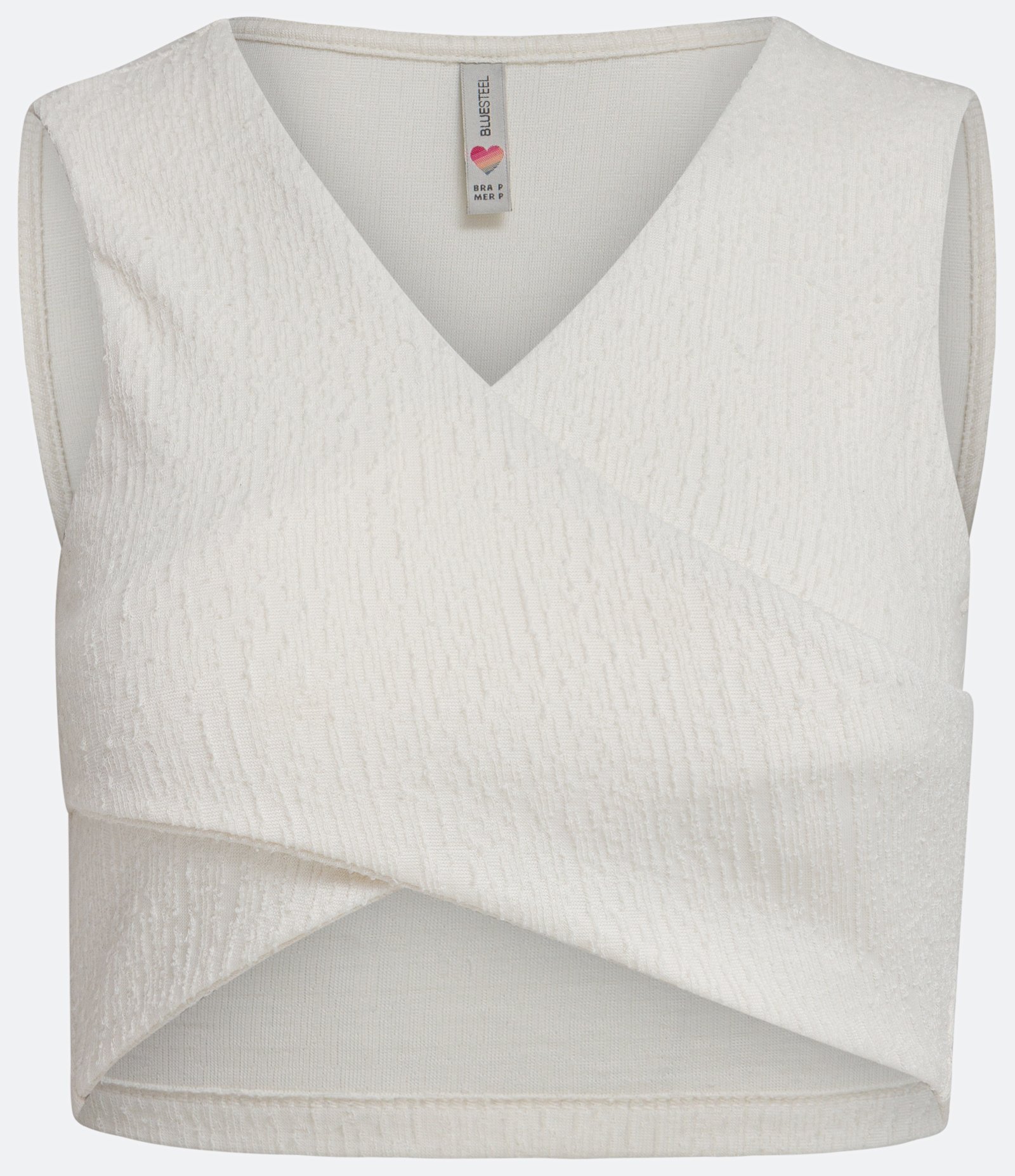 Blusa Regata Cropped Transpassada e Texturizada Branco 5