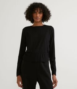 Blusa Peplum em Viscose com Babado na Barra