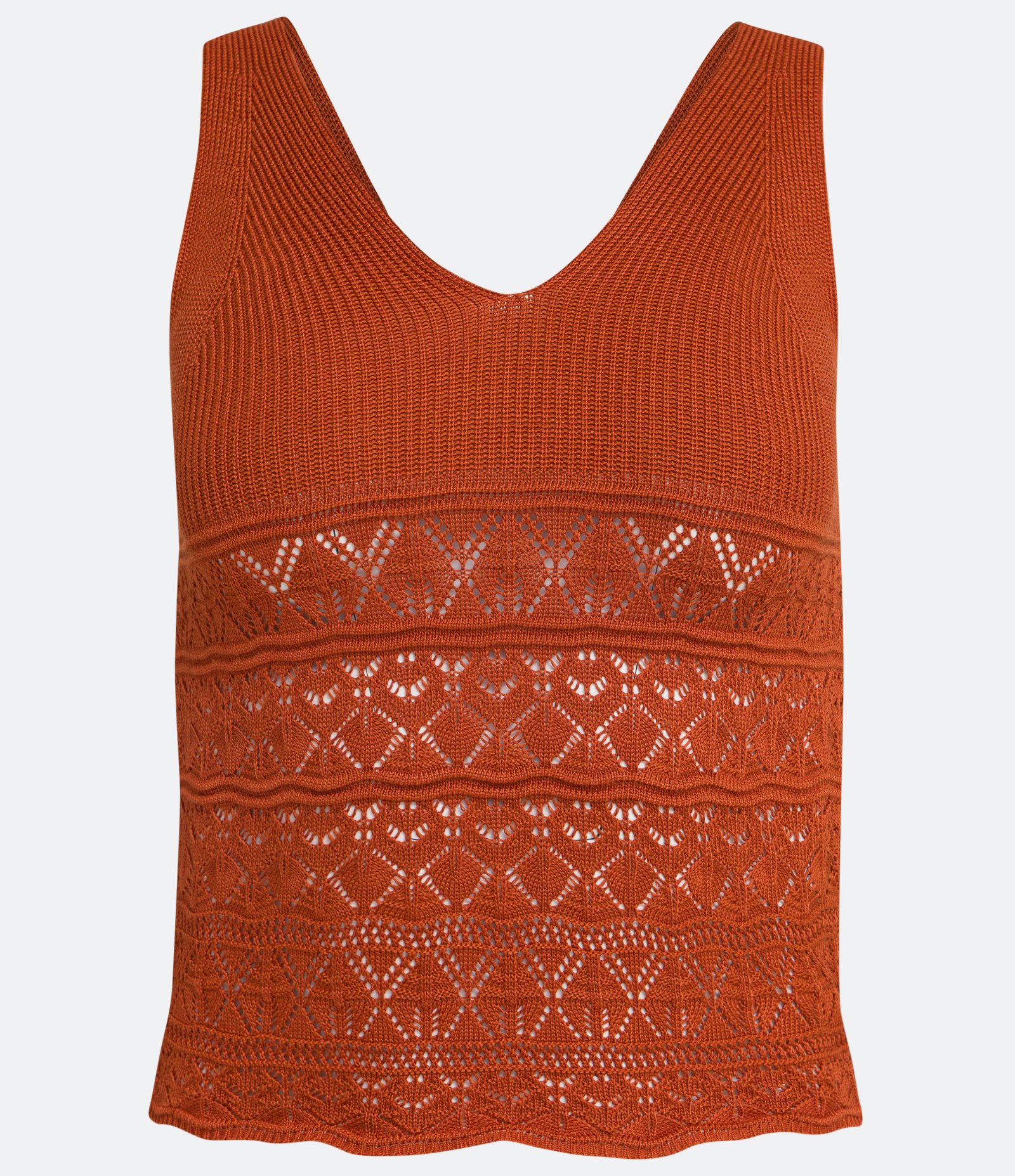 Blusa Regata em Tricô com Pontos Diferenciados Marrom 5