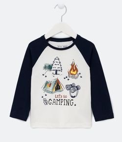 Camiseta Infantil com Estampas Ícones de Camping - Tam 1 a 5 anos