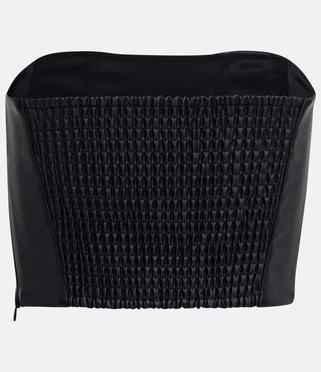 Blusa Cropped Sastrería en Material Sintético con Recorte Corset Negro 7