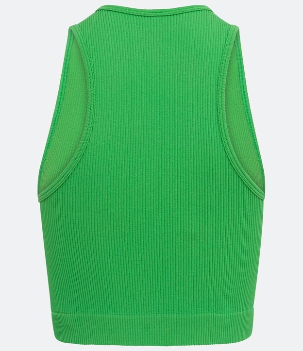 Blusa Musculosa Cropped Básica en Poliamida Acanelada sin Costura Verde 2