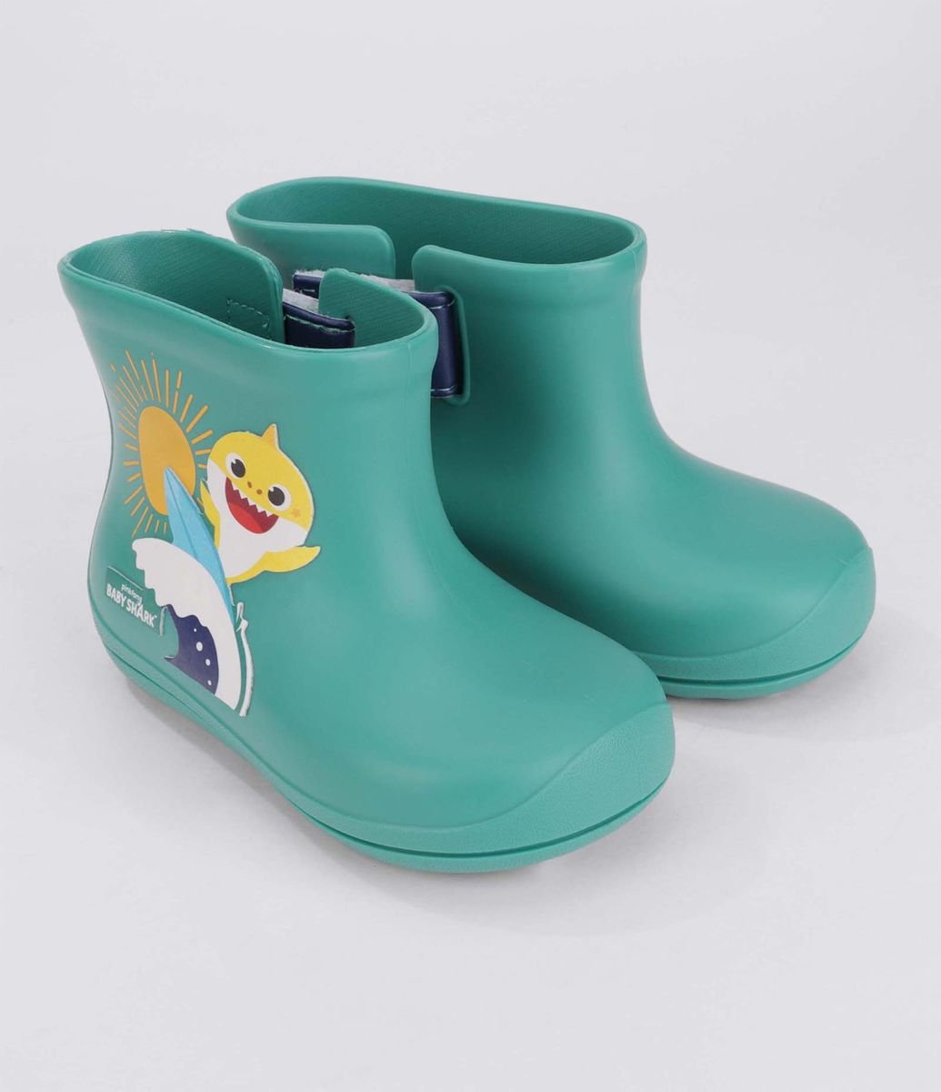 Bota Galocha Infantil com Estampa Baby Shark - Tam 19/20 ao 27/28 Verde