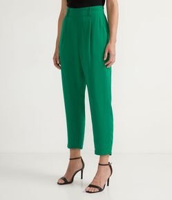 Calça Reta em Crepe com Elástico nas Costas