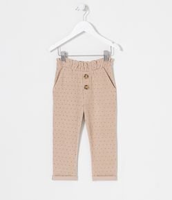 Calça Infantil em Veludo com Estampa Poá e Detalhes de Babadinhos - Tam 1 a 5 anos