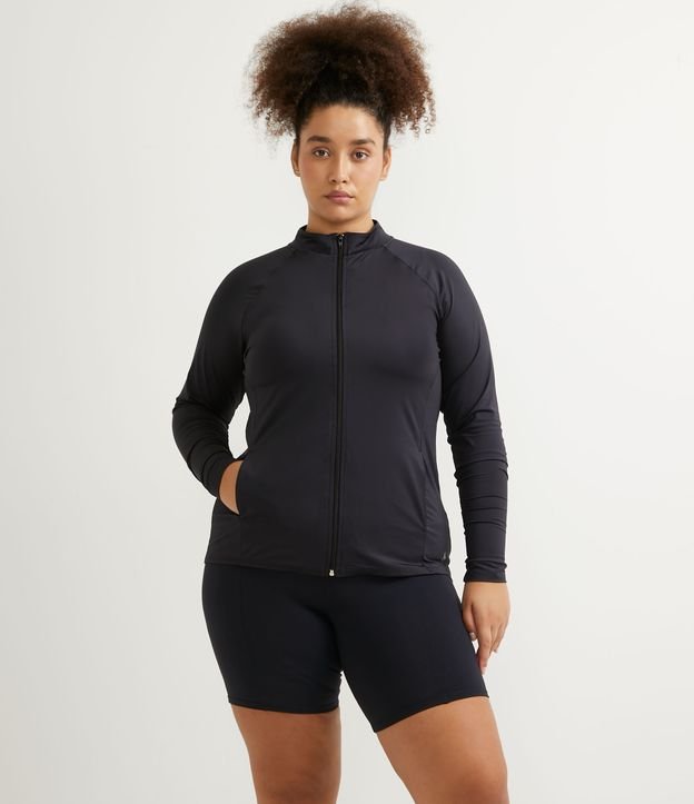 Jaqueta Esportiva em Poliamida com Recortes Curve & Plus Size