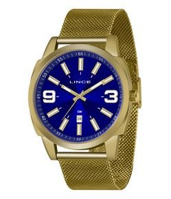 Relógio Lince Masculino com Pulseira em Aço Dourado com Caixa em Aço Dourado MRG4683L-D2KX