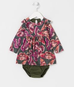Vestido Infantil con estampado de Mariposas con Bombacha - Talle 0 a 18 meses