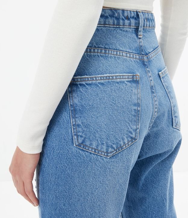 Pantalón Mom Jeans con Gastados y Cintura Alta Azul 5