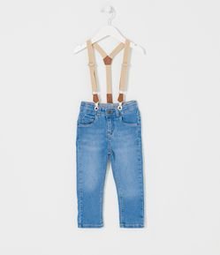 Calça Infantil em Jeans com Suspensório - Tam 1 a 5 anos