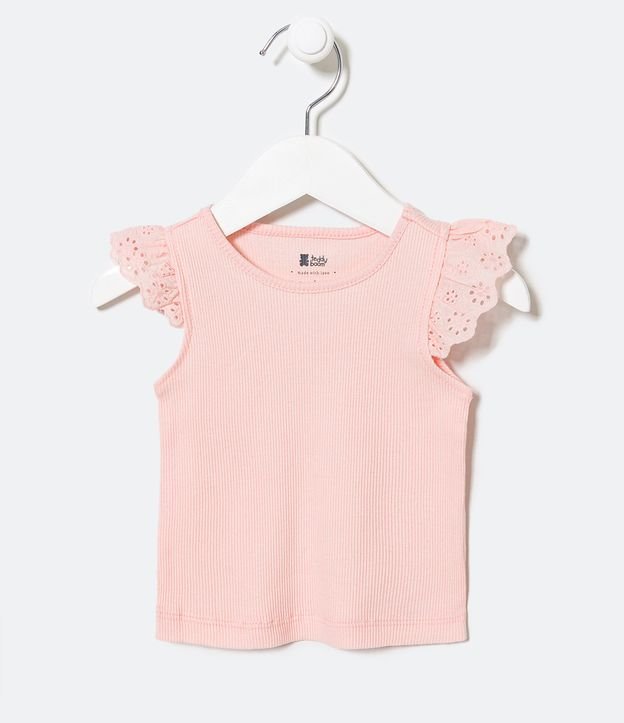 Blusa Infantil com Babadinho de Broderie - Tam 0 a 18 meses