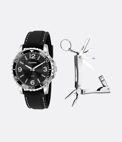 Kit Relógio Mondaine Masculino com Pulseira em Silicone e Caixa em Metal 76723G0MVNI1KR