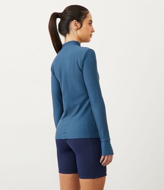 Campera Deportiva en Poliamida Texturizada con cremallera y Bolsillos Azul 3