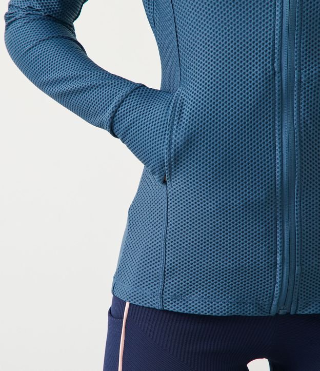 Campera Deportiva en Poliamida Texturizada con cremallera y Bolsillos Azul 5