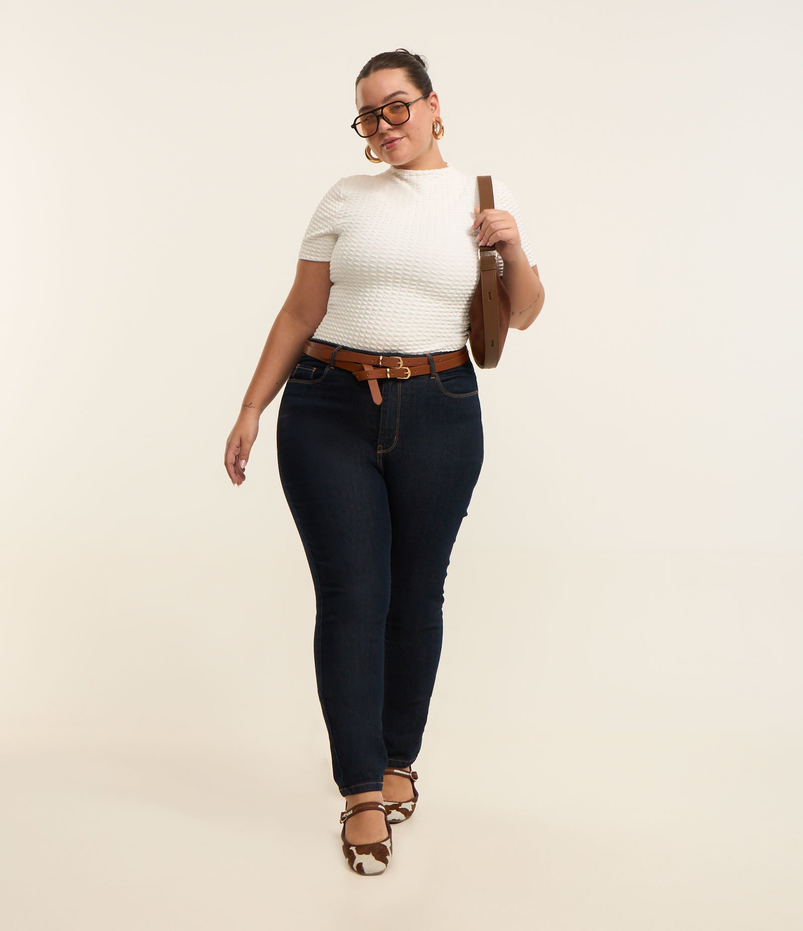 Calça Skinny Básica em Jeans com Elastano Curve & Plus Size Azul 1