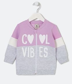Jaqueta Infantil em Moletom com Recortes e Estampa Cool Vibes - Tam 1 a 5 anos