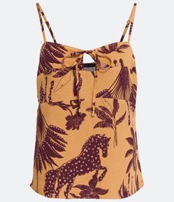 Blusa Regata em Viscolinho com Amarração no Decote