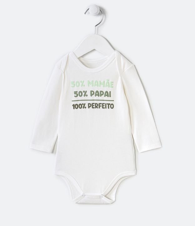 Body Infantil com Estampa Frontal de Frase- Tam 0 a 18 meses - Cor: Branco - Tamanho: Recém Nascido