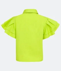 Camisa em Algodão com Babados na Manga