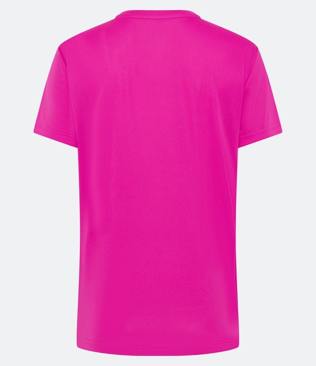 Camiseta Esportiva com Gola V e Barra Mullet Rosa 7