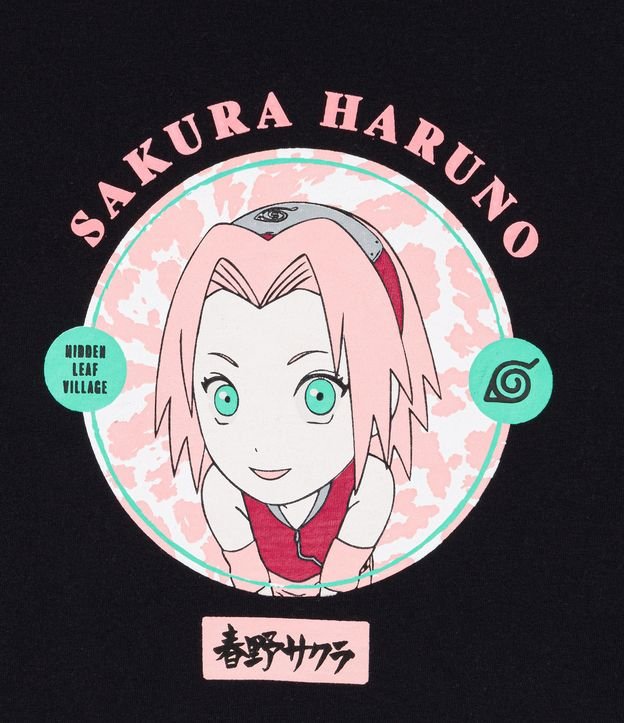 Blusa Infantil com Estampa Sakura Naruto - Tam 5 a 14 anos Preto