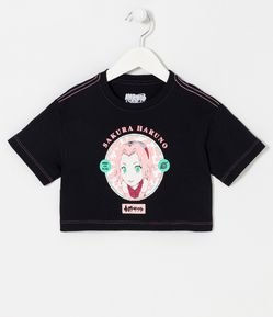 Blusa Infantil Cropped com Estampa Sakura Haruno - Tam 05 a 14 anos