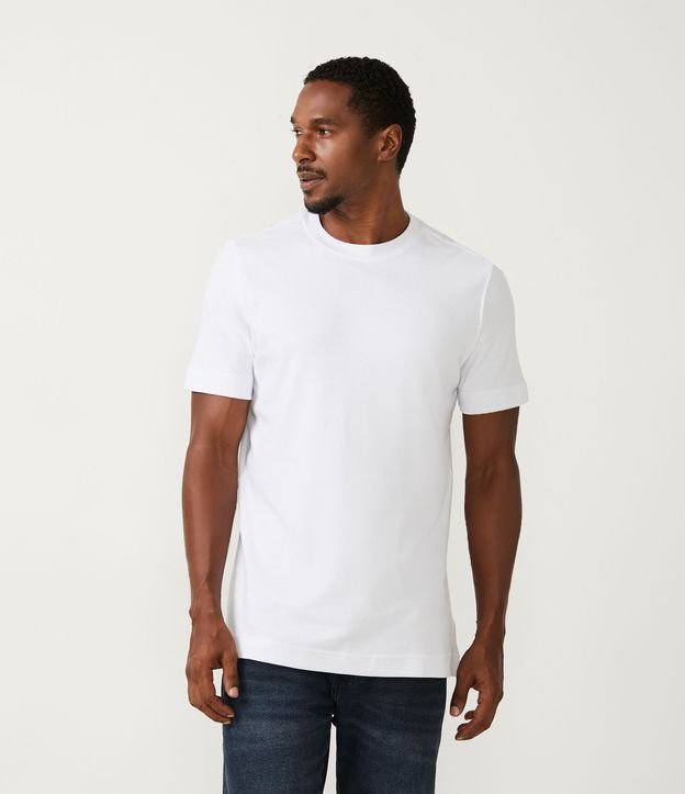 Camiseta Regular em Algodão com Manga Curta Branco 1