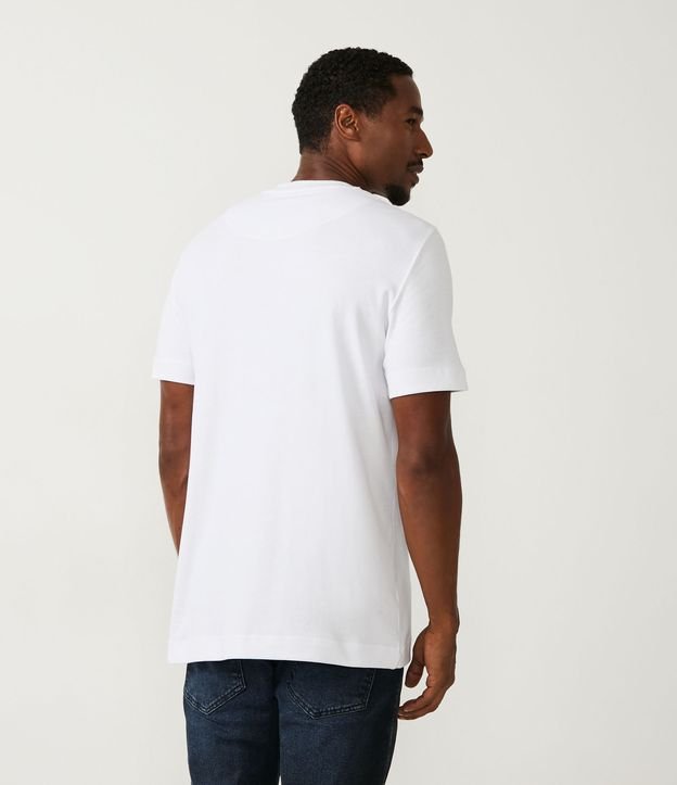 Camiseta Regular em Algodão com Manga Curta Branco 3