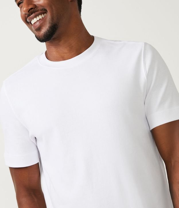 Camiseta Regular em Algodão com Manga Curta Branco 4