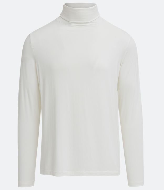 Camiseta Manga Longa em Viscose com Gola Alta Branco 5