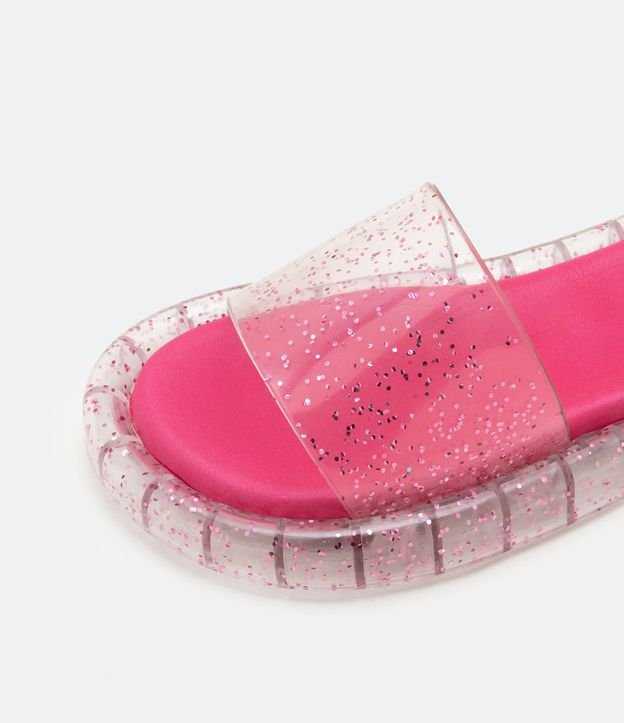 Chinelo Slide Infantil Translucido com Glitter e Led - Tam 22/23 ao 28/29 Rosa 2