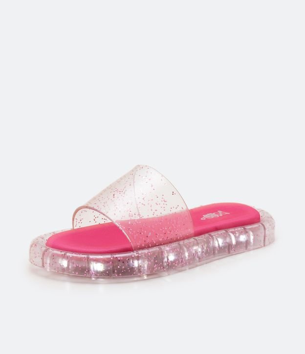 Chinelo Slide Infantil Translucido com Glitter e Led - Tam 22/23 ao 28/29 Rosa 4