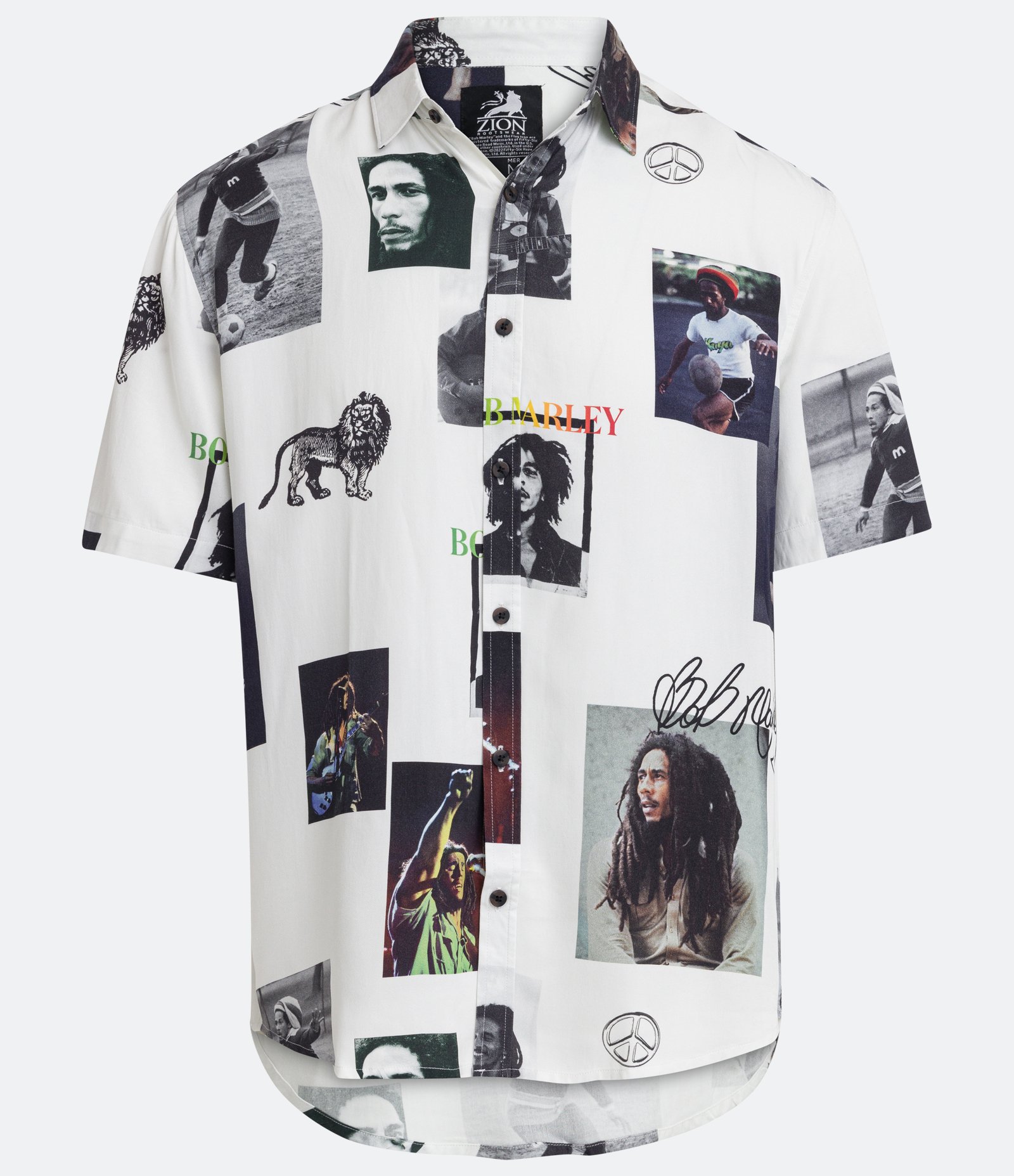 Camisa Manga Curta em Viscose com Estampa do Bob Marley Branco 1