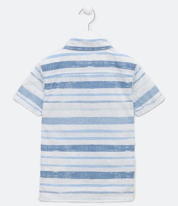 Camisa Infantil Rayada con Pequeño Bolsillo - Talle 5 a 14 años Blanco 2