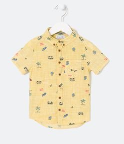 Camisa Infantil com Estampa Ícones de Praia - Tam 1 a 5 anos