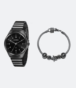 Kit Relógio Mondaine Masculino com Pulseira em Aço e Caixa em Metal 32157LPMVPE3KE